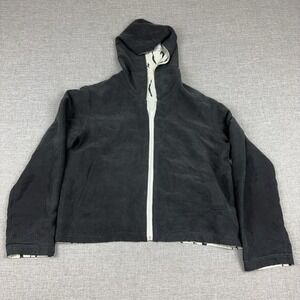 Galinda Wang Jacket Womens 6 Black 100% Silk Hooded Full Zip Lightweight Lined